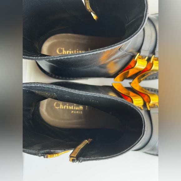 Dior Black Leather Footwear with Gold Details - Picture 8 of 12